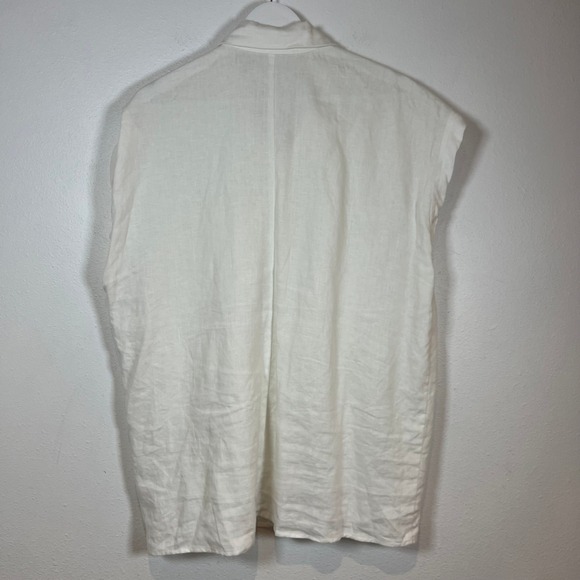 Reformation Maira Linen Top Womens L White Sleeveless Button Down Shirt Relaxed - Picture 7 of 11